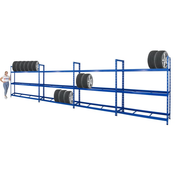 PROREGAL Mega Deal 4x Reifenregal Tiger XL HxBxT 200 x 180 x 45 cm Bis Zu 84 Reifen Blau
