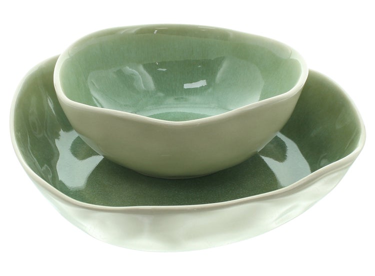 FRANK FLECHTWAREN|Schüssel Organic, 2er Set, 15 x 13 x 6 cm, 21 x 19 x 5 cm, PORZELLAN