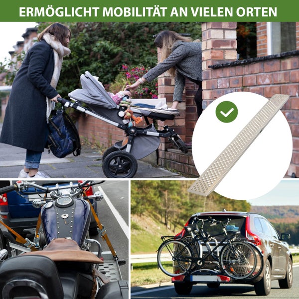 Motorradrampe aus Metall mit Befestigungsgurt
