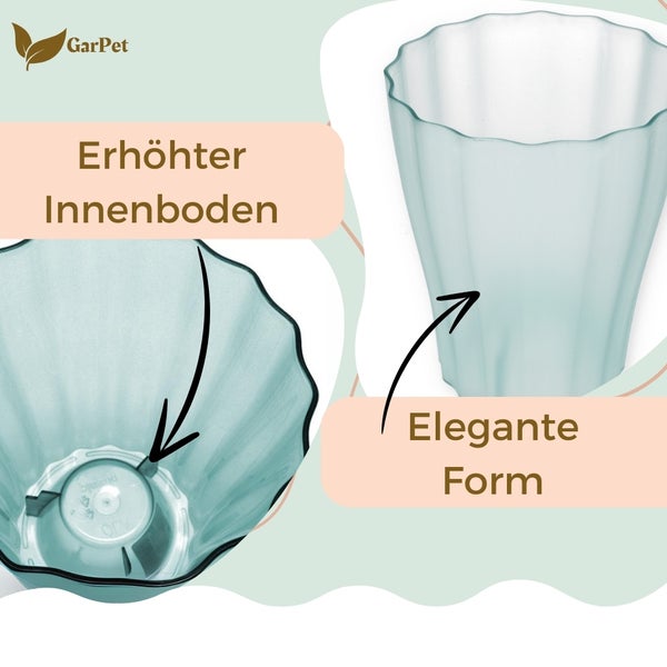 GarPet Logo, Detailansichten eines Blumentopfs mit erhöhtem Innenboden und eleganter Form
