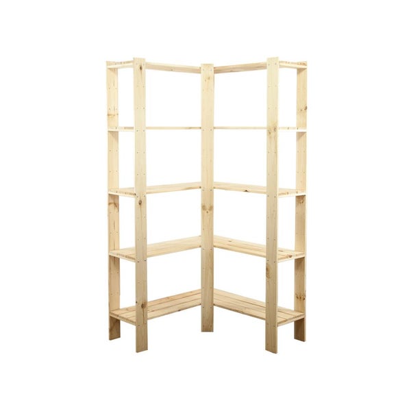PROREGAL Eckregal Woodland HxBxT 166,4 x 85 x 30 cm Fachlast 120 kg 5 Fachboden Kiefernholz Natur