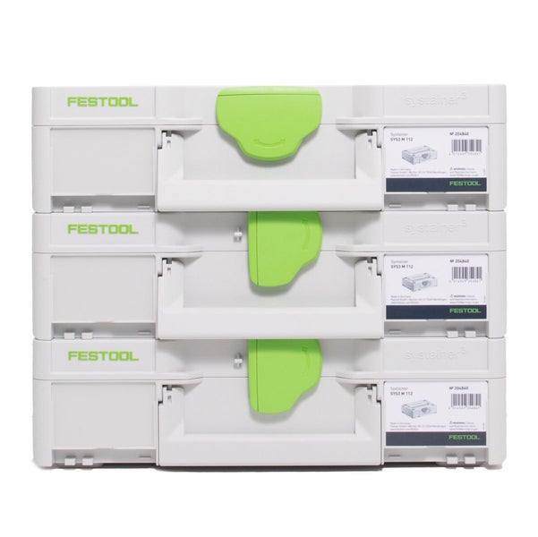 Festool Systainer Set 3x SYS3 M 112 ( 3x 204840 ) 7,7 Liter 396x296x112mm Werkzeugkoffer koppelbar