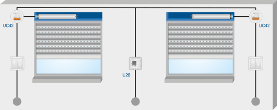 Schema für Rollladensteuerung mit UC42 und U26