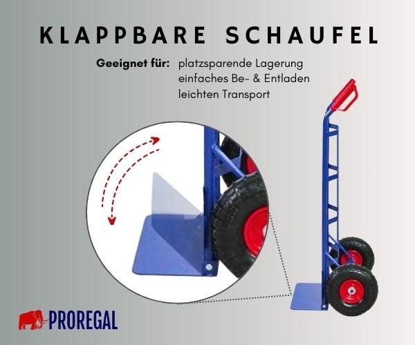 PROREGAL Sackkarre ODIN HxBxT 115x54x44cm Tragkraft 200kg PU Bereifung Blau