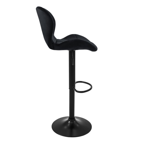 ML-Design Barhocker 4er Set, Bezug aus Samt, Schwarz, Gepolsterter Barstuhl mit Rückenlehne und Fußstütze, Tresenhocker höhenverstellbar 59-79cm, 360° drehbar, Bistrohocker Hocker Drehstuhl Barstühle