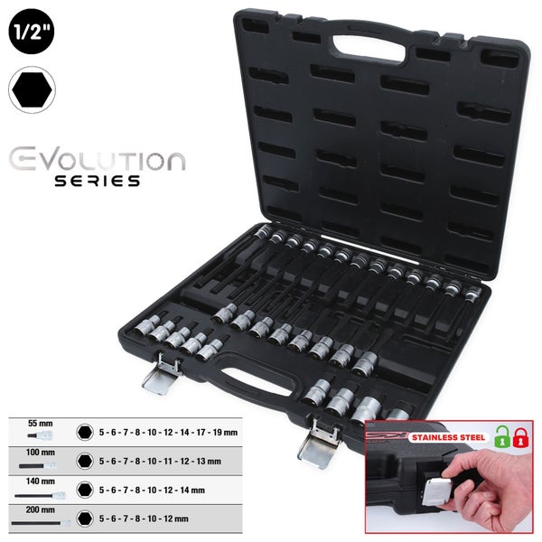KS TOOLS 1/2 Bit-Stecknuss-Satz für Innensechskant-Schrauben 30tlg. - 911.4510