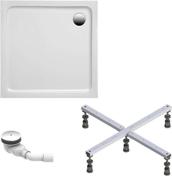 Duschtasse mit Ablaufgarnitur und Füßen