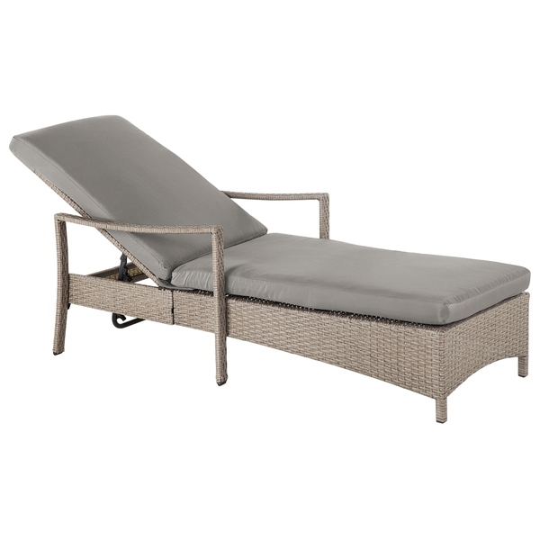 Sonnenliege mit Kissen VASTO Polyrattan Taupe