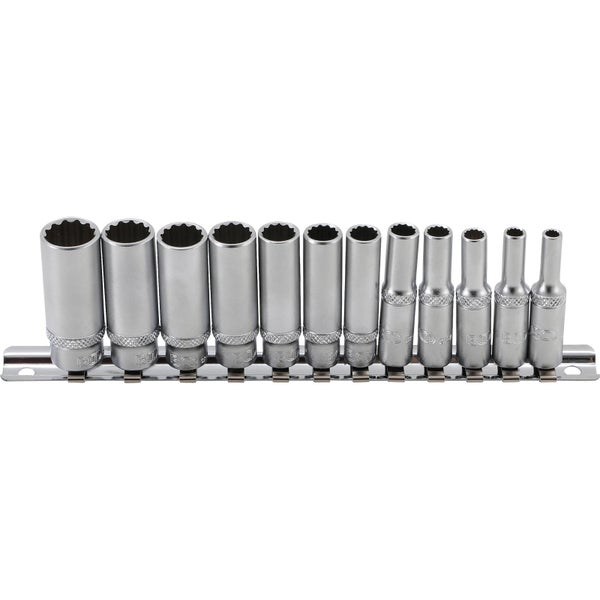 BGS Steckschlüssel-Einsatz-Satz Zwölfkant, tief Antrieb Innenvierkant 6,3 mm (1/4) Zollgrößen 12tlg. - 2757