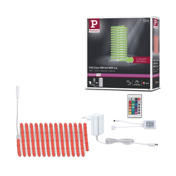Paulmann Full-Line COB Set RGB 5 Meter mit Fernbedienung, Netzteil und LED Stripes