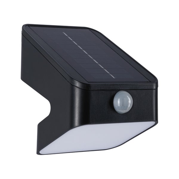Solar LED Wandfluter Lesly Dämmerungsgesteuerter Bewegungsmelder (IR) IP65 eckig 113x126mm 3000K 5,5W 400lm 3,7V Anthrazit Kunststoff