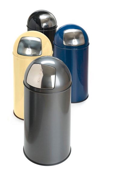 PROREGAL Abfallbehälter Mit Pushdeckel & Inneneimer Aus Metall 40 Liter HxBxT 74 x 34 x 34 cm Creme