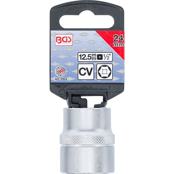 BGS Steckschlüssel-Einsatz Sechskant Antrieb Innenvierkant 12,5 mm (1/2) SW 24 mm - 2924