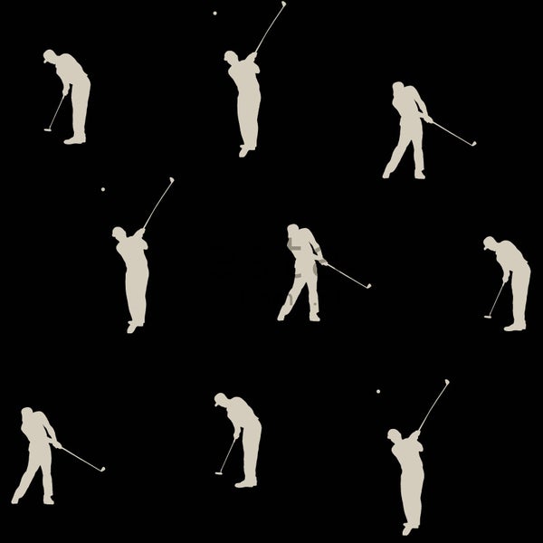 Illustration von Golfspielern in verschiedenen Schwungphasen