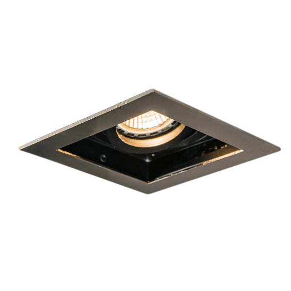 Quadratischer Einbaustrahler aus Metall in Bronze-Optik mit schwenkbarem Leuchtmittel.