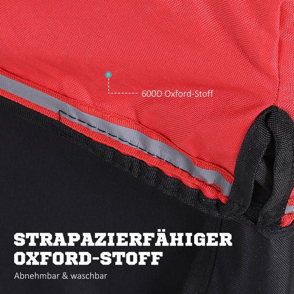 HOMCOM Lasten-Fahrradanhänger, Transportanhänger, 140L x 88B x 60H cm, 600D Oxford, Stahlrohr, Schwarz+Rot