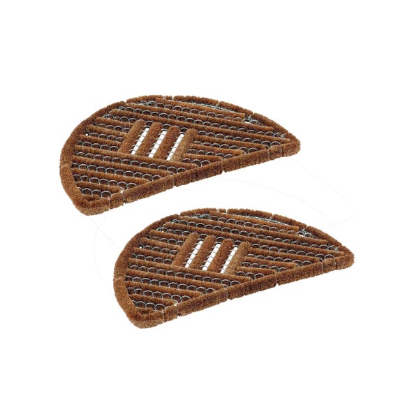 Zwei Fußmatten aus Kokosfaser in Halbkreisform