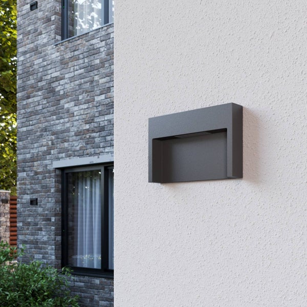 Lucande LED Wandleuchte außen Mitja (Modern) in Schwarz aus Aluminium (1 flammig, ) - Außenwandleuchten Wandlampe Led Außenlampe Outdoor für Außenwand/Hauswand Haus Terrasse &