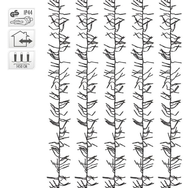 ECD Germany LED Büschel Lichterkette 14,5m 2016 LEDs Warmweiß, Strombetrieb, IP44 Wasserdicht, Innen/Außen, Weihnachtsbeleuchtung Weihnachtsbaum Cluster Lichterkette Büschellichterkette Büschelkette