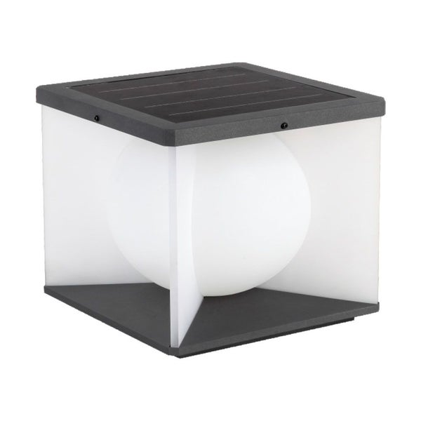 Solarleuchte mit Kugelform im Würfelgehäuse