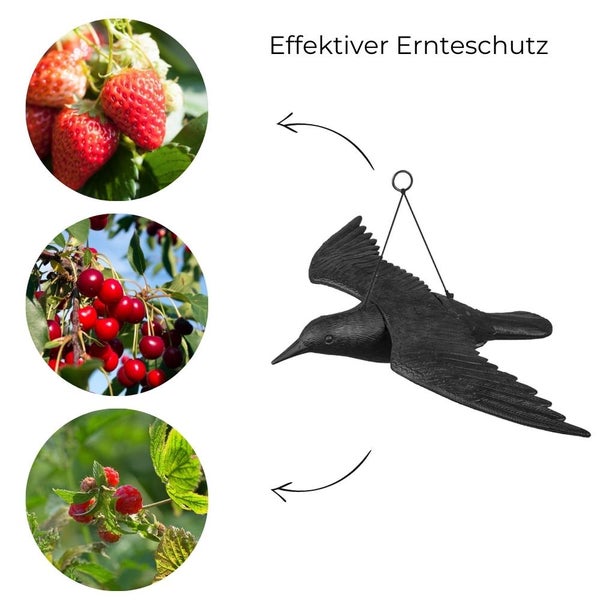 Taubenabwehr Vogelabwehr Krähe Raben fliegend Attrappe Taubenschreck Vogelschreck Vogelabwehr Vogelscheuche Tauben vertreiben