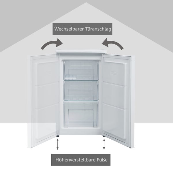 Telefunken CF-34-101-W Gefrierschrank 63 Liter Nutzinhalt Tiefkühlschrank klein weiß