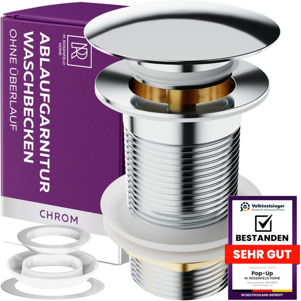 Waschbecken Ablaufgarnitur ohne Überlauf, Chrom