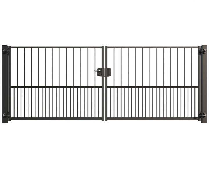 Doppelflügeltor aus Metall mit Schloss