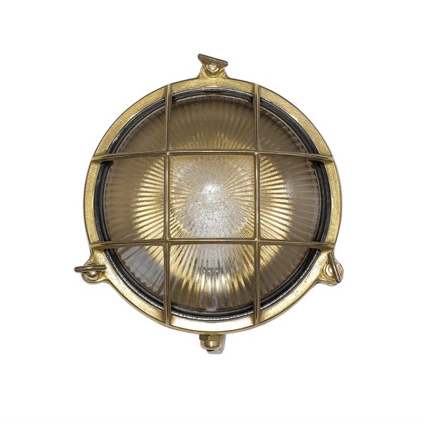 Runde Messing-Wandleuchte mit Schutzgitter