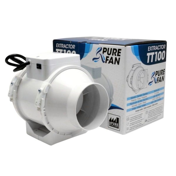 Mixed Inline Rohrlüfter 100 mm – 2-stufig dimmbar, 145/187 m³/h, für Grow-Abluft, Zuluft, Küche, Bad & Büro, Komplettset