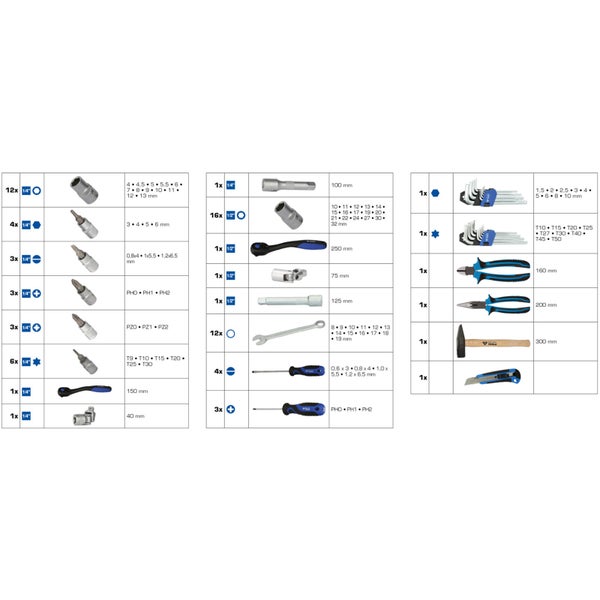 BRILLIANT TOOLS 1/4 + 1/2 Universal-Werkzeug-Satz 95tlg. - BT024095