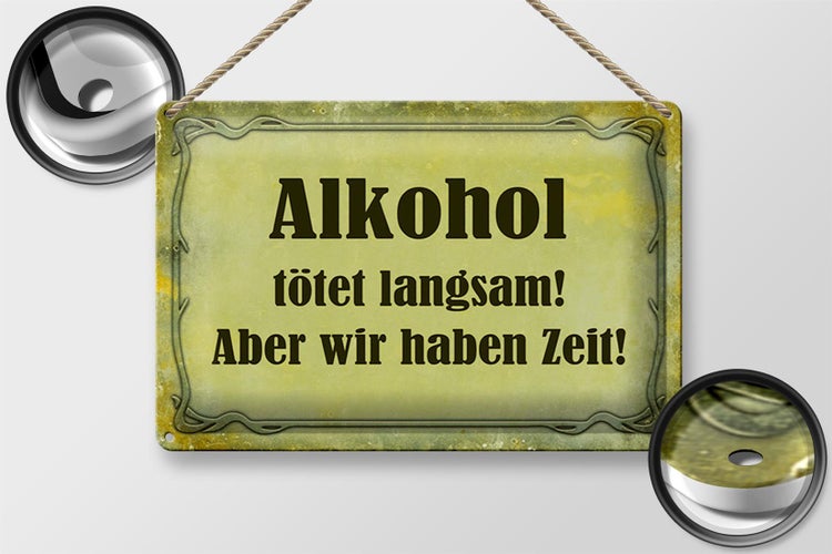 Blechschild Spruch 30x20cm Alkohol tötet langsam aber wir