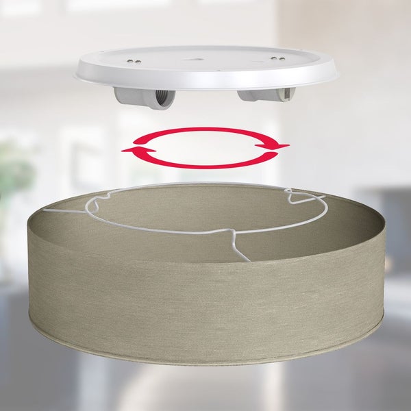 Deckenleuchte Ø30 cm - Stoffschirm, E27 Fassung, 2-flammig, taupe