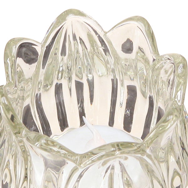 Teelichthalter aus Glas in Blütenform mit Teelicht