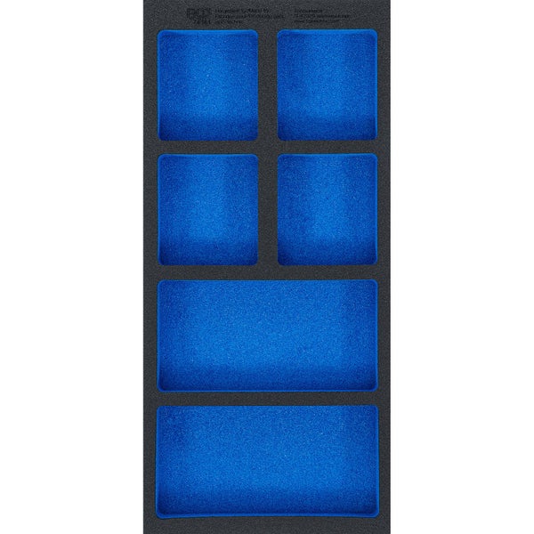 Werkzeugeinlage aus Schaumstoff mit sechs Fächern, BGS technic Logo.