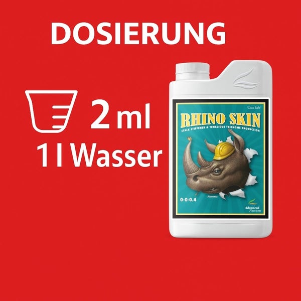 Rhino Skin Pflanzenhilfsmittel zur Stärkung und Trichomproduktion mit Dosierungsanleitung