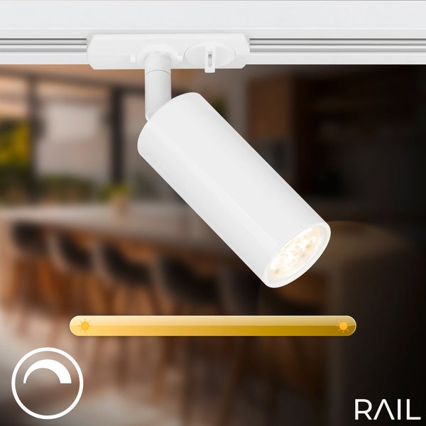 Briloner Rail Schienensystem, Komplettset, 4x LED Spots, Dimmbar, Einspeisung, Weiß, 1,5 m