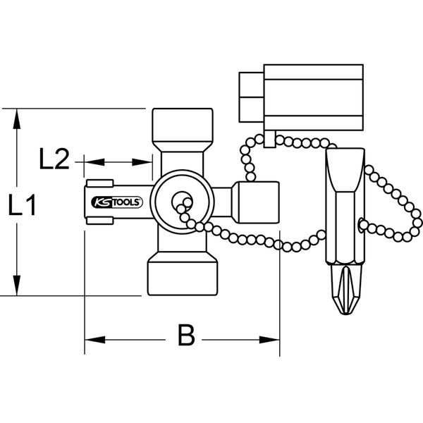 KS TOOLS Mini-Schaltschrankschlüssel 42 mm - 130.1010