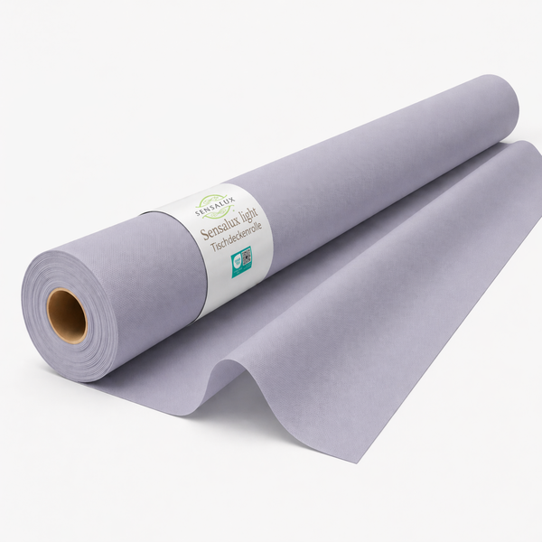 Sensalux light Tischdeckenrolle aus fliederfarbenem Vlies.