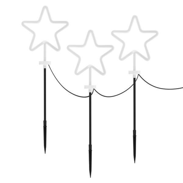 Drei Stern-Gartenstecker zur Dekoration