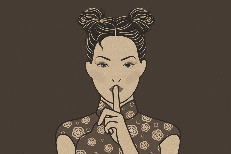 Illustration einer Frau mit erhobenem Finger zum Schweigen auffordern