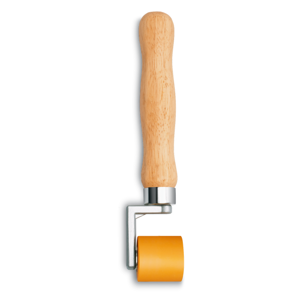 Tapezierandroller mit Holzgriff und kleiner Gummirolle