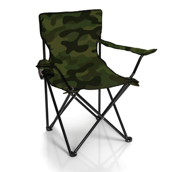 BigDean Faltstuhl TARNMUSTER Camouflage Campingstuhl Anglerstuhl mit Getränkehalter & Tragetasche - Anglersessel klappbar - Klappstuhl Gartenstuhl Faltstuhl Relaxsessel Angelsessel faltbar