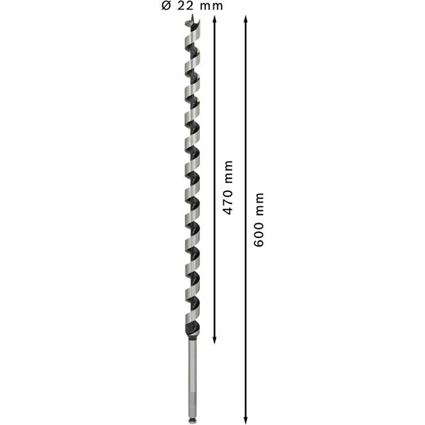 Holzspiralbohrer, Durchmesser 22 Millimeter, Länge 600 Millimeter