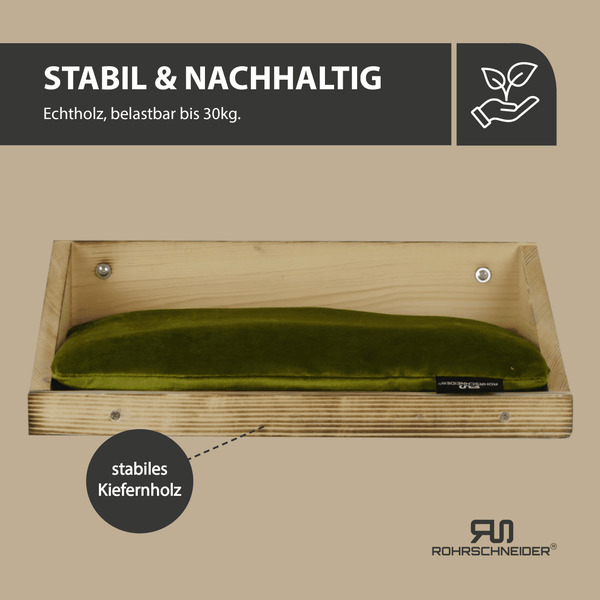 Rohrschneider Wandmulde geflammt + Kissen mit Füllung Samt fresh oliv