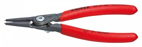 Knipex Präzisions-Sicherungsringzange für Außenringe auf Wellen, 3 bis 10 Millimeter, gerade Form, kunststoffüberzogene Griffe.