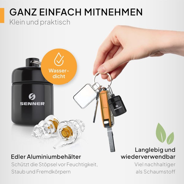 Senner WorkPro Arbeitsgehörschutz, Gehörschutzstöpsel zum Arbeiten, Senner Gehörschutz, kein Lärm mehr beim Arbeiten auf Baustellen und an Maschinen, wiederverwendbar