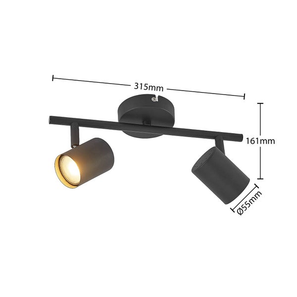 ELC Deckenlampe, Spotbalken drehbar und schwenkbar Deckenstrahler Deckenleuchte 2x GU10 ohne Leuchtmittel Strahler Spot Deckenspot Wohnzimmerlampe