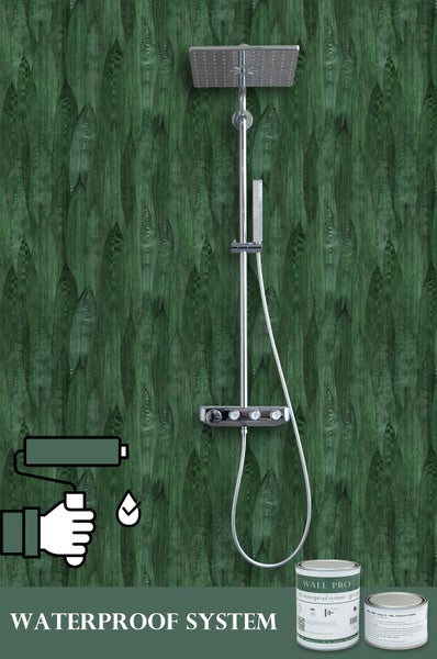 Duschsystem vor einer mit Wall-Pro abgedichteten Wand