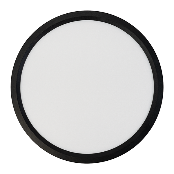 Runde LED Deckenleuchte mit schwarzem Rahmen und weißer Abdeckung
